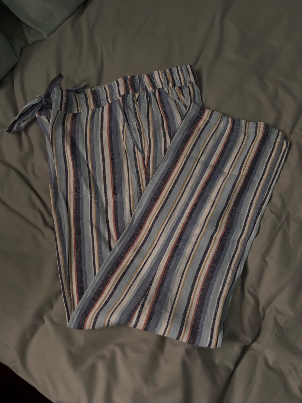 Per Se Multicolor Striped Tie-Waist Casual Trousers